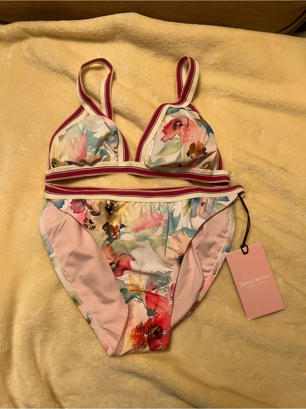 Juicy Couture Floral Bikini Set with Pink Trim